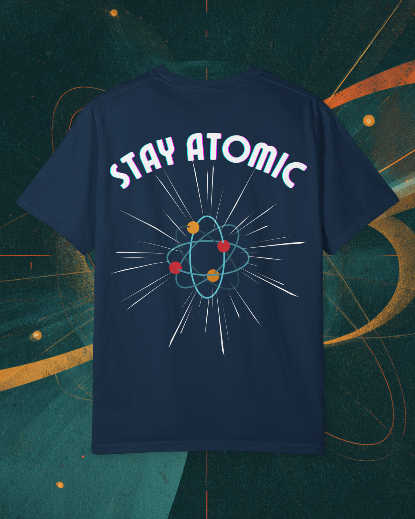 Stay Atomic Sunder 7 Midcentury Modern Graphic Tshirt with Atomic era aesthetic  True Navy
