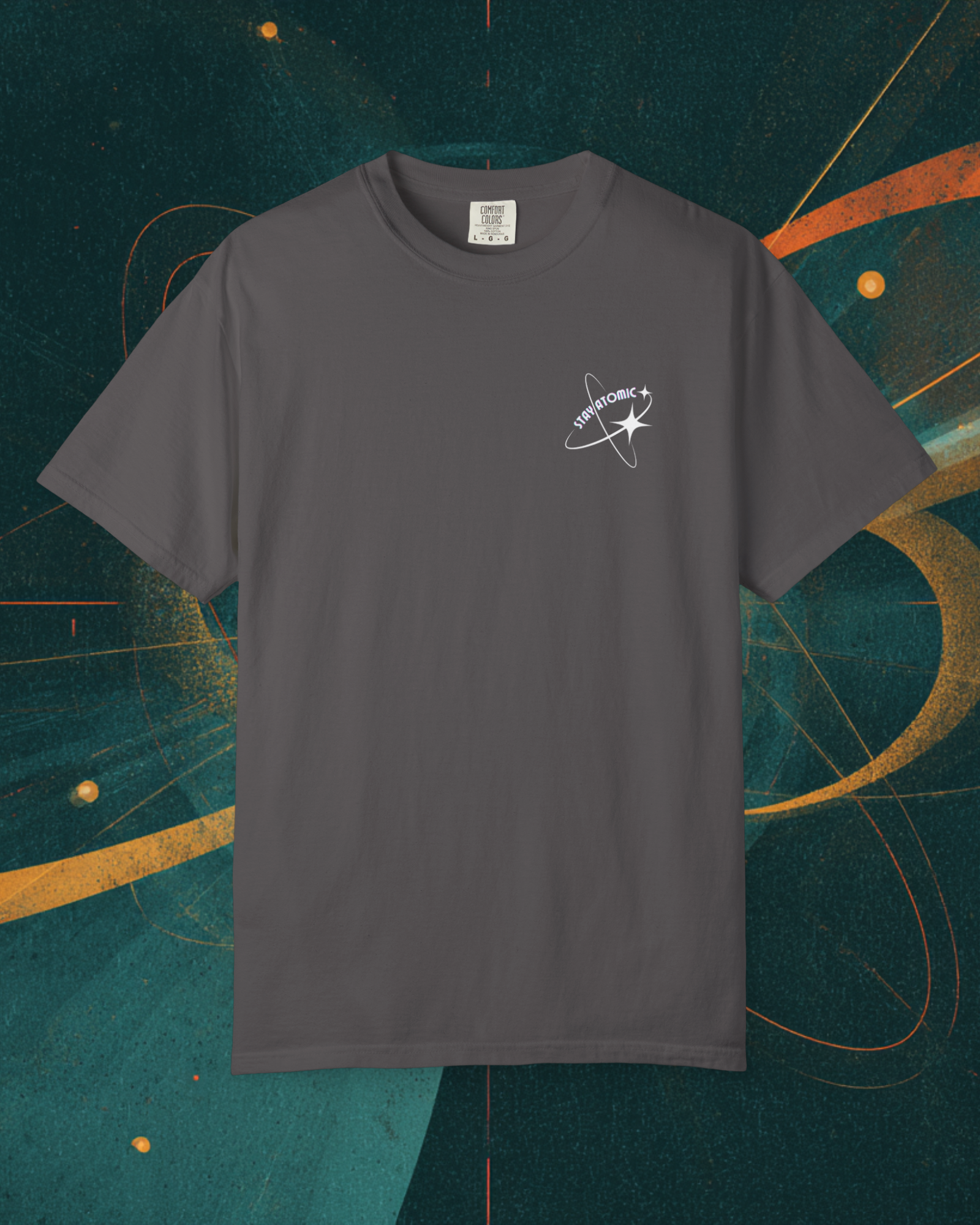 Stay Atomic Sunder 7 Midcentury Modern Graphic Tshirt with Atomic era aesthetic  Graphite